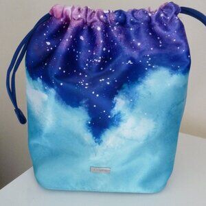 New LA MER Limited Starry Sky Drawstring Pocket Cosmetic Bag Blue Purple Teal.